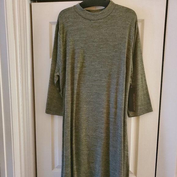 Always Indigo Long Sleeve Knit Dress w/ Belt | 3X | Hunter Green - Picture 7 of 7